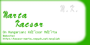 marta kacsor business card